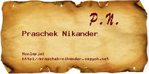 Praschek Nikander névjegykártya